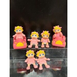 Vintage Muppet Babies Miss Piggy Figure Lot 80s Jim Henson Pink Car Toys 6pc
